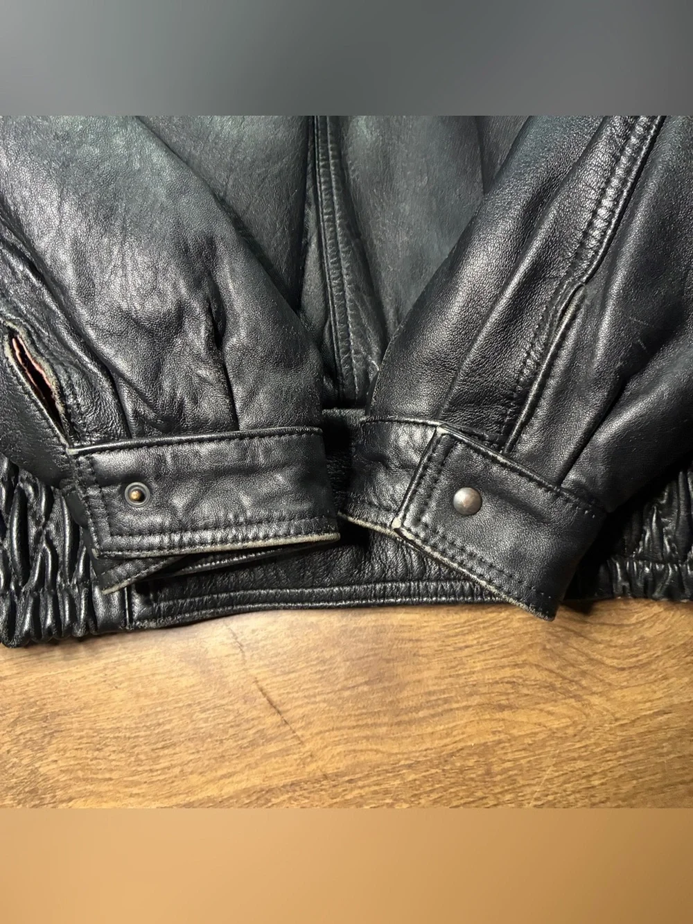Vintage Gerome Made In Spain Leather Jacket Black Small Sherpa Lined